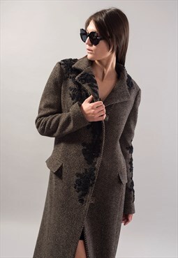 Melange Lined Coat Wool Winter Masculine Autumn F1739