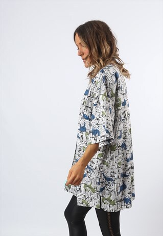 PRINT PATTERNED SHIRT OVERSIZED FESTIVAL UK 16 - 18 (H1C)