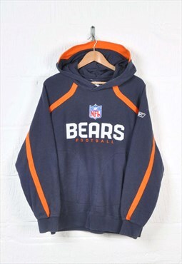 Vintage Reebok NFL Chicago Bears Hoodie Sweatshirt Navy L