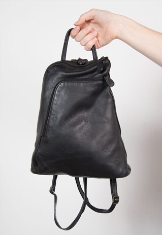 VINTAGE 90'S BLACK LEATHER RUCKSACK BACKPACK