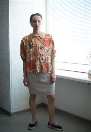 VINTAGE 80'S MULTI COLOUR PATTERNED SHORT SLEEVED SHIRT