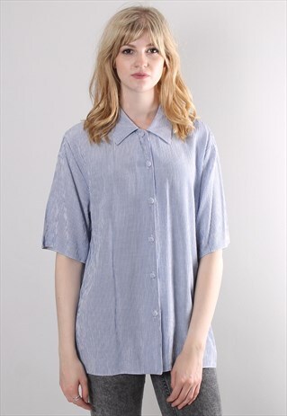 VINTAGE 80S PIN STRIPED OVERSIZE SHIRT