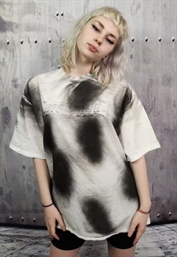 Graffiti oil wash tee Grunge paint splatter t-shirt in grey