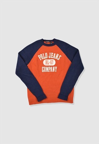 VINTAGE POLO RALPH LAUREN KNIT JUMPER IN ORANGE