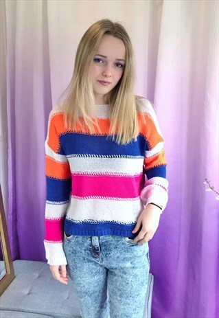 CROTCHET KNITTED STRIPE JUMPER