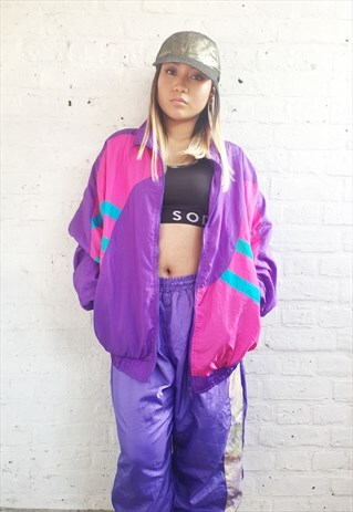 PRINTED SILKY WINDBREAKER/SHELL/BOMBER JACKET (1990'S)