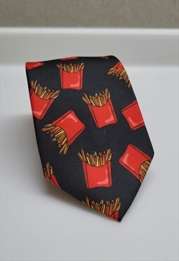 French Fries Pattern Ties in Black color