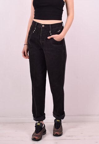 WOMENS VINTAGE JEANS W28 L32 BLACK 90S