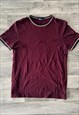 Fred Perry Short Sleeve Embroidered T-Shirt In Burgundy 