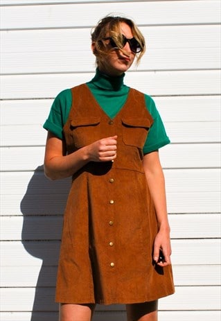 VINTAGE CORD PINAFORE DRESS