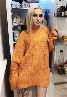 Tie-dye cable knitwear sweater Y2K gradient jumper orange
