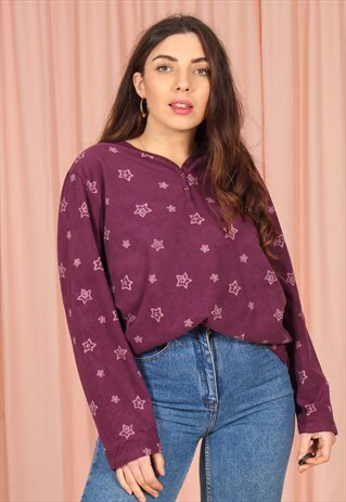 VINTAGE 90S FLEECE IN PURPLE STAR PRINT