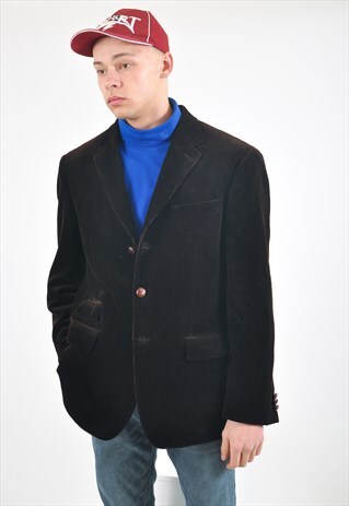 VINTAGE CORDUROY BLAZER JACKET IN DARK BROWN