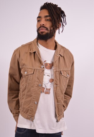 LEVI'S MENS VINTAGE DENIM JACKET SMALL KHAKI 90S