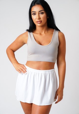 WHITE MICRO MINI SKIRT HIGH WAIST