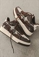 SNAKE PRINT SNEAKERS RIPPED SKATER SHOES GRUNGE TRAINERS