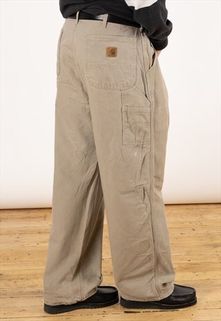 VINTAGE CARHARTT CARPENTER PANTS MEN'S STONE GREY