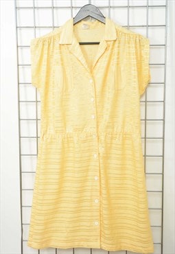 Vintage 80's Dress Yellow Button up Midi