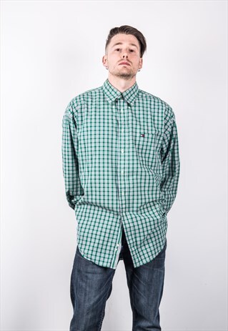 TOMMY HILFIGER VINTAGE 1990S GREEN CHECKED SHIRT