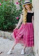 DUSTY PINK TULLE SKIRT WITH RUFFLES AIRSKIRT