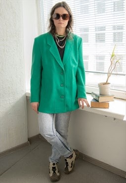 Vintage 80's Green Wool Oversized Blazer