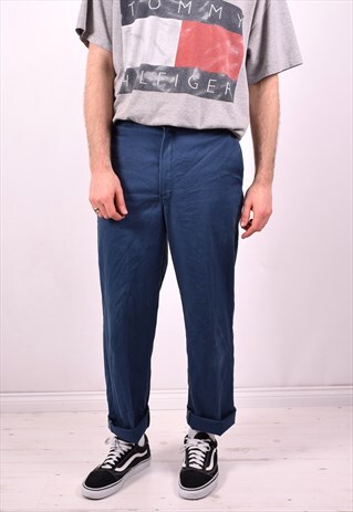 DICKIES MENS VINTAGE TROUSERS W34 L30 BLUE 90S