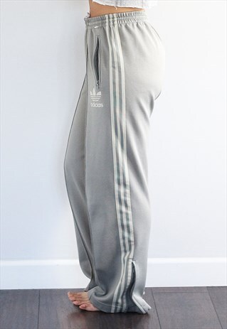 VINTAGE 1990S ADIDAS OLIVE 3 STRIPE HIGH WAISTED TRACK PANTS