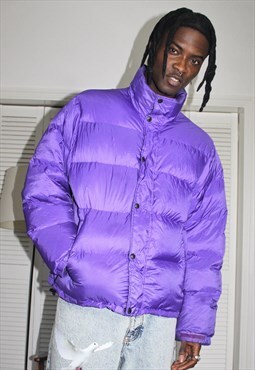 Vintage 80s Purple  Embroidered The North Face Puffer 
