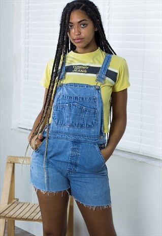 VINTAGE GUESS DENIM DUNGAREES 90S S 15