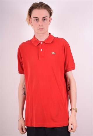 LACOSTE MENS VINTAGE POLO SHIRT LARGE RED 90S