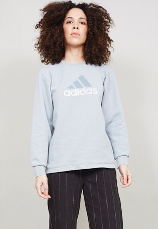 VINTAGE 90'S SILVER GREY ADIDAS LOGO SWEATER 3837