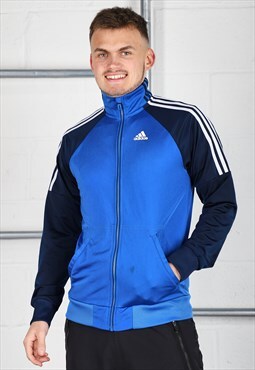 Vintage Adidas Track Jacket Blue Sports Tracksuit Top Small