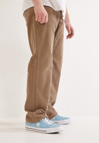 VINTAGE TOMMY HILFIGER STRAIGHT LEG CORDUROY TROUSERS BEIGE