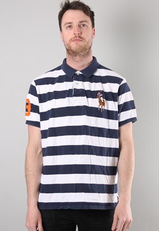 VINTAGE POLO RALPH LAUREN STRIPED POLO SHIRT XL
