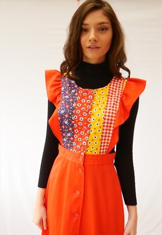 RETRO 70S PRAIRE PINAFORE MAXI DRESS