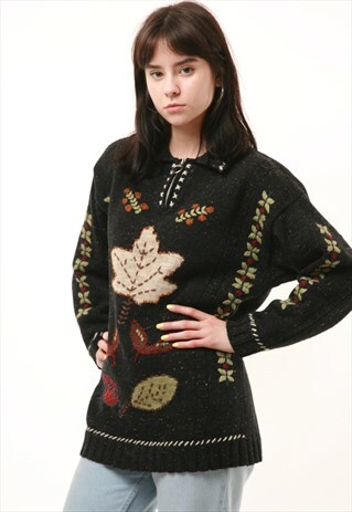 80S VINTAGE PRINT PATTERN COZY JUMPER 770