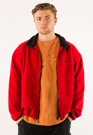 VINTAGE RED TIMBERLAND FULL ZIP FLEECE