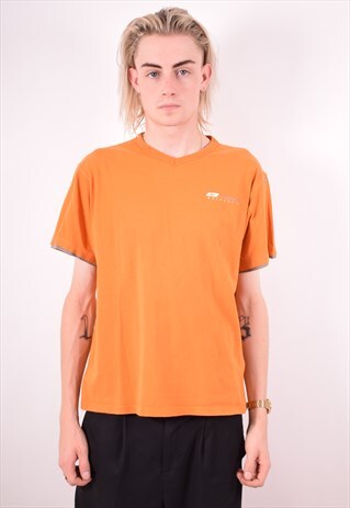 REEBOK MENS VINTAGE T-SHIRT TOP SMALL ORANGE 90S