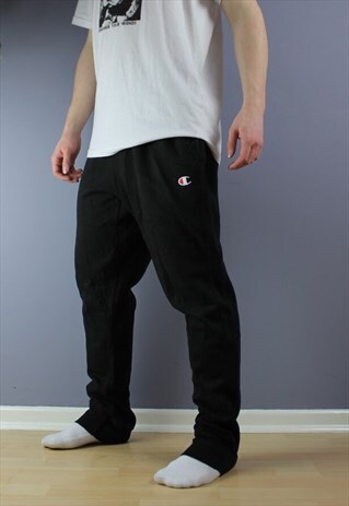 VINTAGE CHAMPION REVERSE WEAVE SWEATPANTS IN BLACK