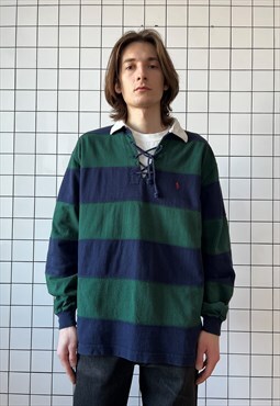 Vintage POLO RALPH LAUREN Rugby Shirt Pullover 90s Striped