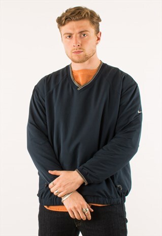 VINTAGE NAVY NIKE PULLOVER ANORAK WINDBREAKER JACKET