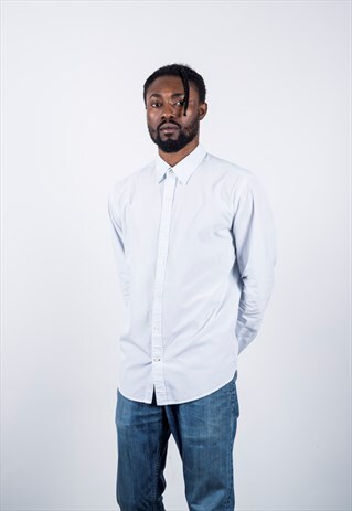 TOMMY HILFIGER VINTAGE 1990S BLUE STRIPED SHIRT