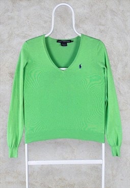 Ralph Lauren Green V-Neck Jumper Pullover XS