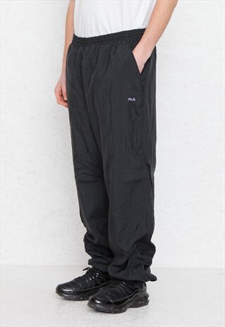VINTAGE RETRO BLACK FILA TRACK BOTTOMS JOGGERS
