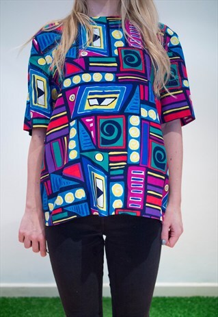 VINTAGE 80'S GEOMETRIC PRINT TOP