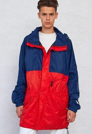 VINTAGE RED BLUE HELLY HANSEN WINDBREAKER RAIN JACKET