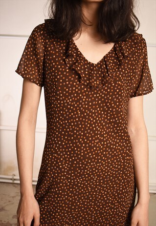 90'S RETRO MINIMALIST DOTTED PARIS CHIC MIDI DRESS
