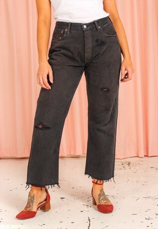 VINTAGE 90S LEVI'S 501 RELAXED FIT RAW HEM JEANS 36W29L