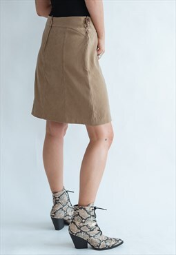 Vintage 70s Boho Midi Skirt with Corset Detail