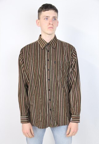 VINTAGE CORD STRIPED BROWN SHIRT